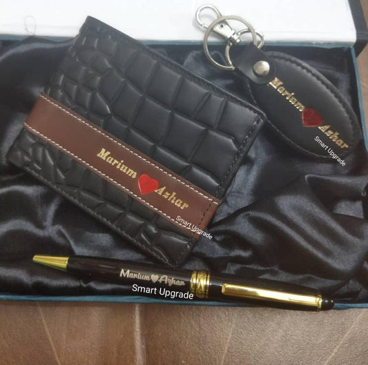 Wallet with Pen and Keychain