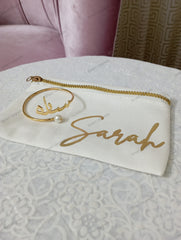 Pearl Bangle and Pouch Set